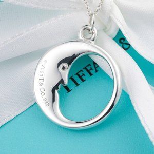 Tiffany & Co. Necklace Crescent "Man in the Moon" Charm Pendant in Silver *RARE*